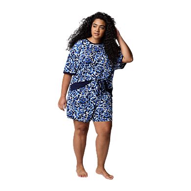 Plus Size Simply Vera Vera Wang Half Sleeve Pajama Top & Pajama Bermuda Shorts Set