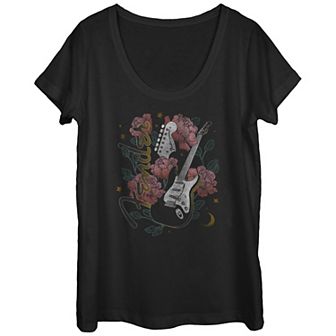 Juniors' Fender Floral Strat Guitar Poster Graphic Tee