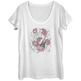 Juniors' Fender Floral Strat Redux Sketch Graphic Tee