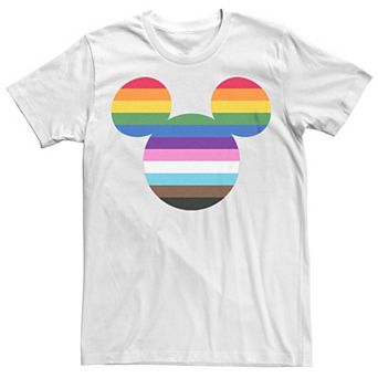 Disney's Mickey Mouse Men's Rainbow Stripe Filled Head Graphic Tee