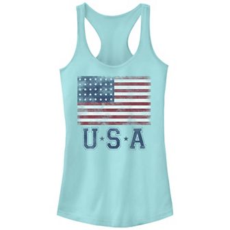 Juniors' Classic Distressed USA Flag Graphic Tank Top