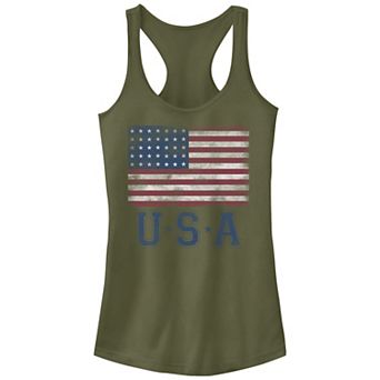 Juniors' Classic Distressed USA Flag Graphic Tank Top