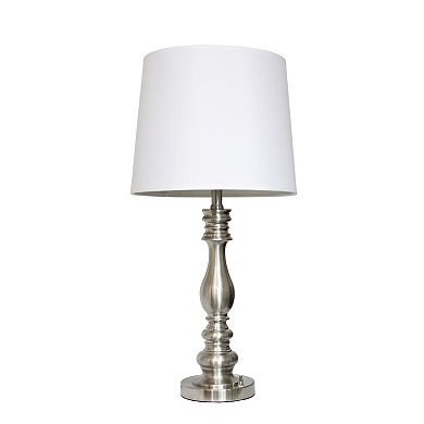 Lalia Home 3-Piece Brushed Steel Table & Floor Lamp Set
