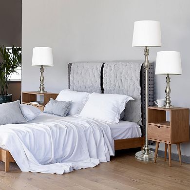 Lalia Home 3-Piece Brushed Steel Table & Floor Lamp Set