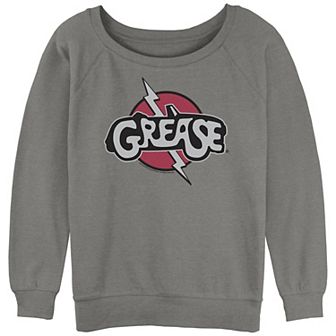 Juniors' Grease Title Logo Patch Slouchy Graphic Sweatshirt