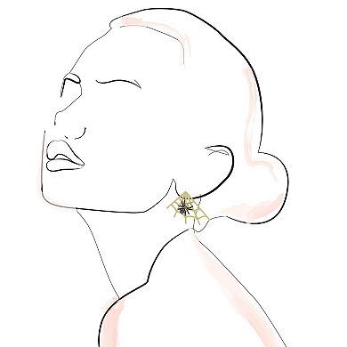 Celebrate Together Halloween Gold Tone Crystal Spider On Web Stud Earrings