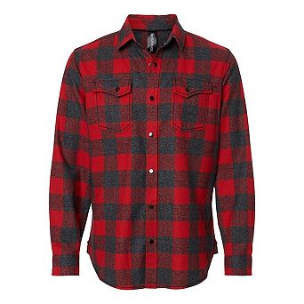 Burnside Snap Front Long Sleeve Plaid Flannel Shirt