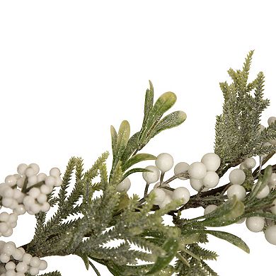 5' x 10" White Berry and Frosted Pine Christmas Garland Unlit