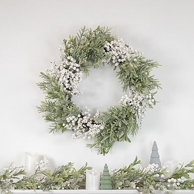 5' x 10" White Berry and Frosted Pine Christmas Garland Unlit