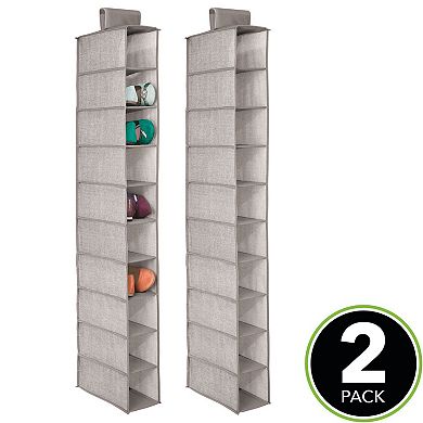 mDesign Soft 10 Shelf Fabric Closet Hanging Storage Unit, 2 Pack