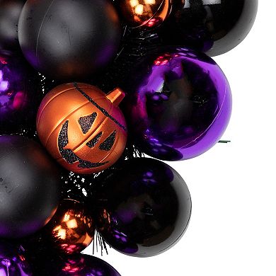 Jack-O-Lantern Shatterproof Ball Ornament Halloween Wreath - 24-Inch  Unlit