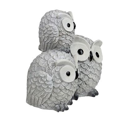 7.25" Gray Wide Eyed Outdoor Stacked Owl Garden Statue