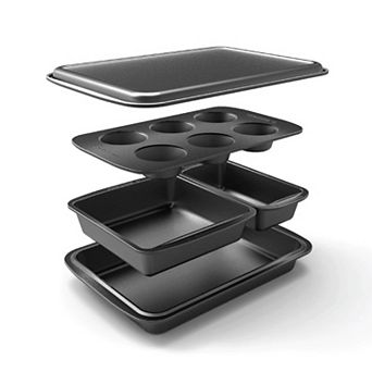 Baker's Secret Non-stick Set of 5 Pans 15.16" x2.91"x10.63" Essentials Line Carbon Steel