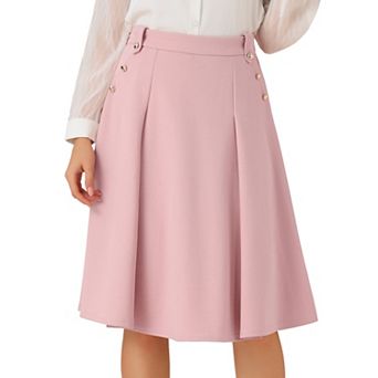 Women's Vintage High Elastic Waist Button Decor Flared Midi Skirt