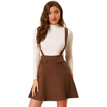 Women's Pinafore Flared Skater Suspender Overall Skirts