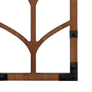 Stratton Home Decor Farmhouse Wood and Metal Window Arch Wall Decor