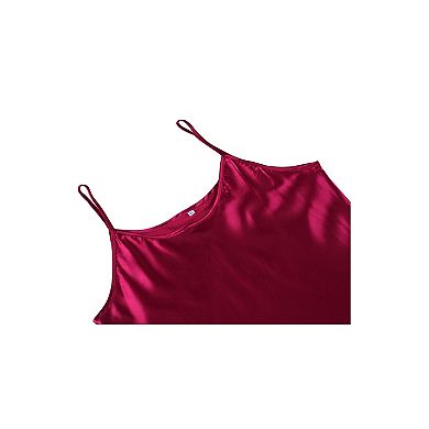 Women's Ruffle Hem Spaghetti Straps Slip Plus Size Silky Dress