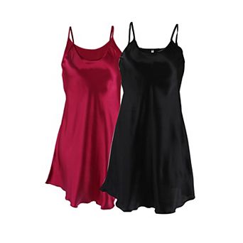 Women's Ruffle Hem Spaghetti Straps Slip Plus Size Silky Dress