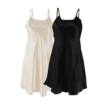 Women's Ruffle Hem Spaghetti Straps Slip Plus Size Silky Dress