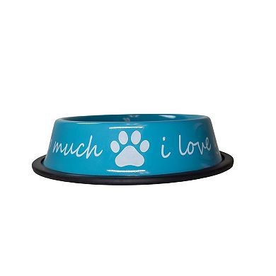 I LOVE YOU SO MUCH Modern Dog Feeder with Stainless Steel Bowls Pink/24oz