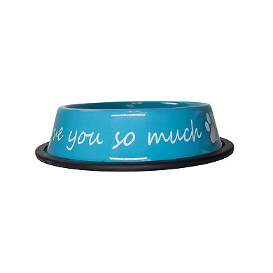 I LOVE YOU SO MUCH Modern Dog Feeder with Stainless Steel Bowls Pink/24oz