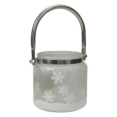 4" Deer Pine and Snowflakes Hand Painted Flameless Glass Candle Lantern