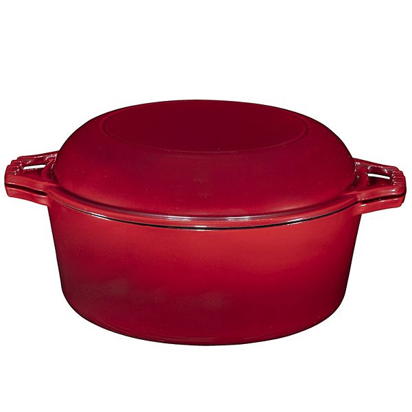 Enamel Cast Iron Dutch Ovens With Handles And Skillet - Red (5 QT)