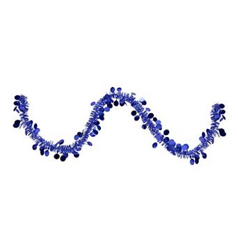 50' x 1.5" Lavish Blue Tinsel Christmas Garland with Polka Dots - Unlit