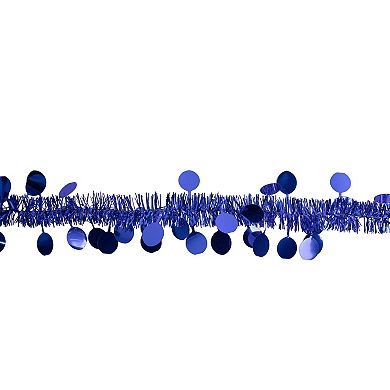 50' x 1.5" Lavish Blue Tinsel Christmas Garland with Polka Dots - Unlit