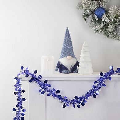 50' x 1.5" Lavish Blue Tinsel Christmas Garland with Polka Dots - Unlit