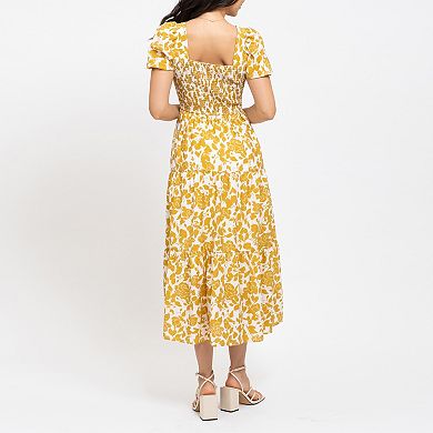 August Sky Women's Smocked Floral Midi Dress
