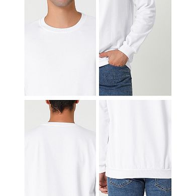 Men's Casual Long Sleeve Solid Color Basic Round Neck Pullover Sweatshirt
