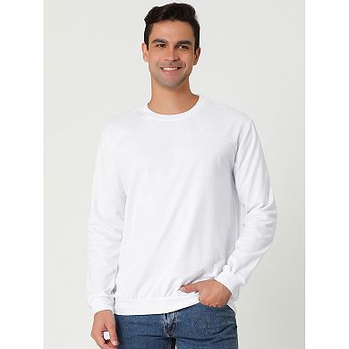 Men's Casual Long Sleeve Solid Color Basic Round Neck Pullover Sweatshirt