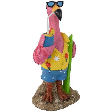 11.5" Tropical Pink Flamingo Outdoor Garden Statue