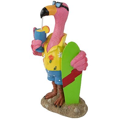 11.5" Tropical Pink Flamingo Outdoor Garden Statue