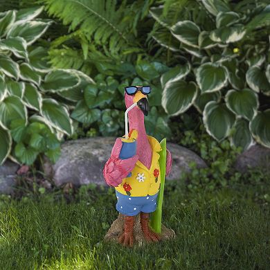 11.5" Tropical Pink Flamingo Outdoor Garden Statue