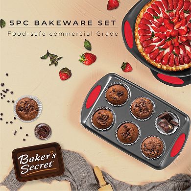 Baker's Secret Easy Grip® Carbon Steel Non-stick Durable Set of 5 Bakeware Set