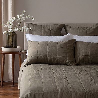 French Linen Box Stitch Quilted Sham Set