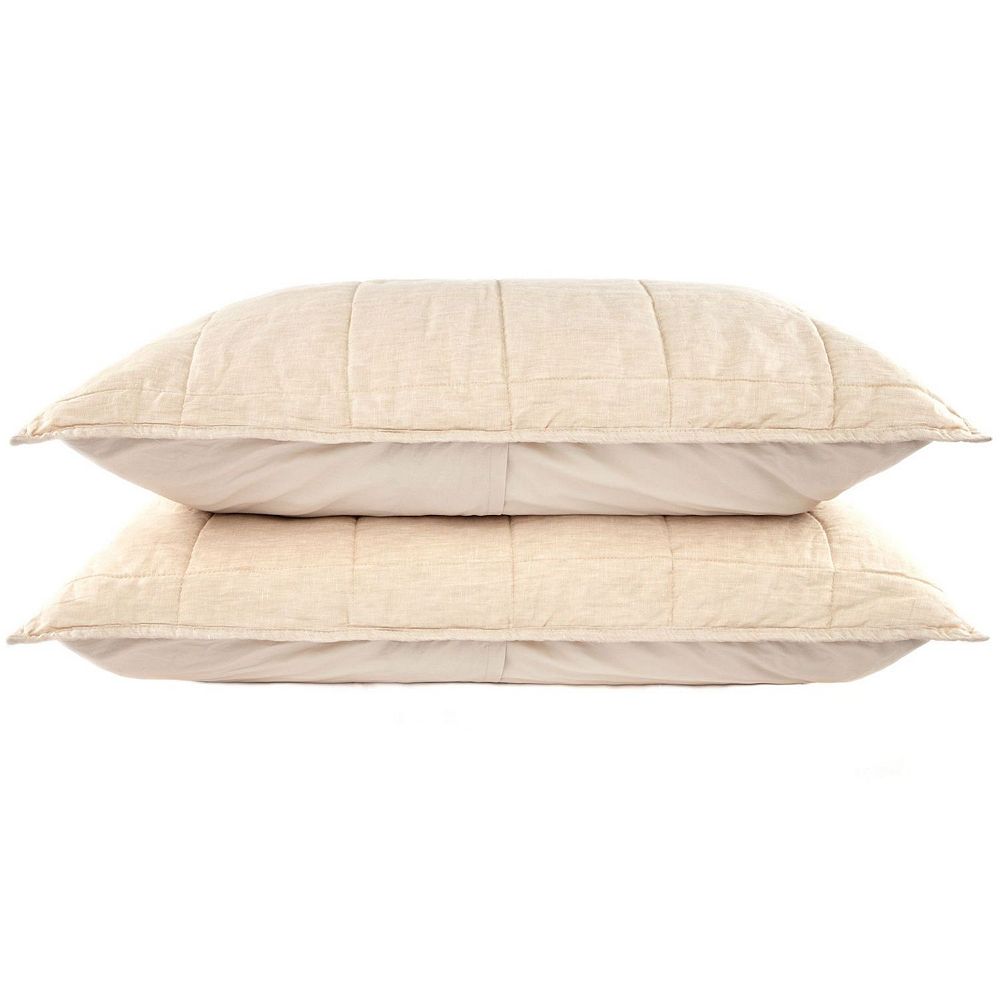 French Linen Box Stitch Quilted Shams
