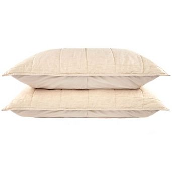 French Linen Box Stitch Quilted Sham Set