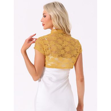 Women's Lace Cardigan Stand Collar Short Elegant Shrug