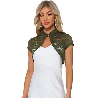 Women's Lace Cardigan Stand Collar Short Elegant Shrug