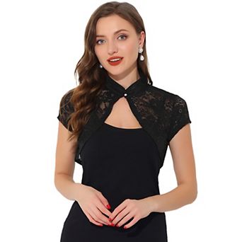 Women's Lace Cardigan Stand Collar Short Elegant Shrug