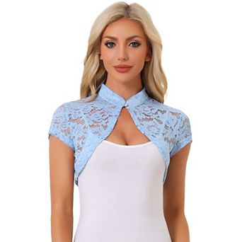 Women's Lace Cardigan Stand Collar Short Elegant Shrug
