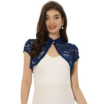 Women's Lace Cardigan Stand Collar Short Elegant Shrug