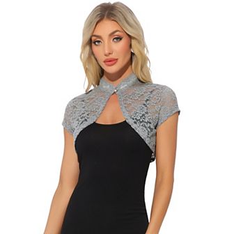 Women's Lace Cardigan Stand Collar Short Elegant Shrug