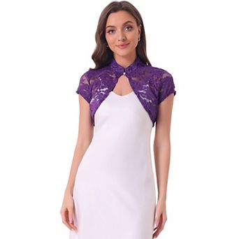 Women's Lace Cardigan Stand Collar Short Elegant Shrug