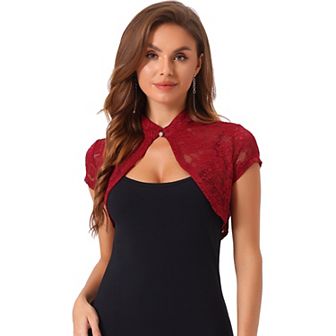 Women's Lace Cardigan Stand Collar Short Elegant Shrug