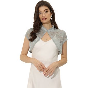 Women's Lace Cardigan Stand Collar Short Elegant Shrug