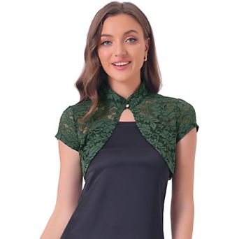 Women's Lace Cardigan Stand Collar Short Elegant Shrug